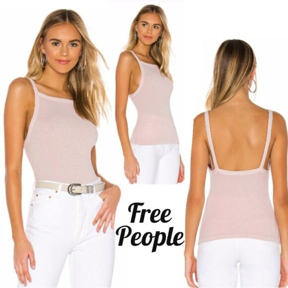 FREE PEOPLE | INTIMATELY Set Up Low Back Tank Top Sugar Lite Pink Women’s Size M - Picture 1 of 9
